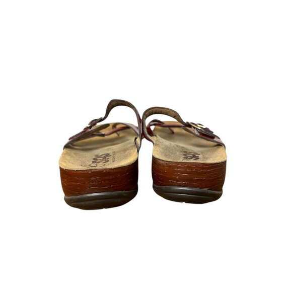 SAS Shelly Toe Loop Red Patent Leather Sandals Women’s 8M Comfort Orthotic Slip - Picture 7 of 10